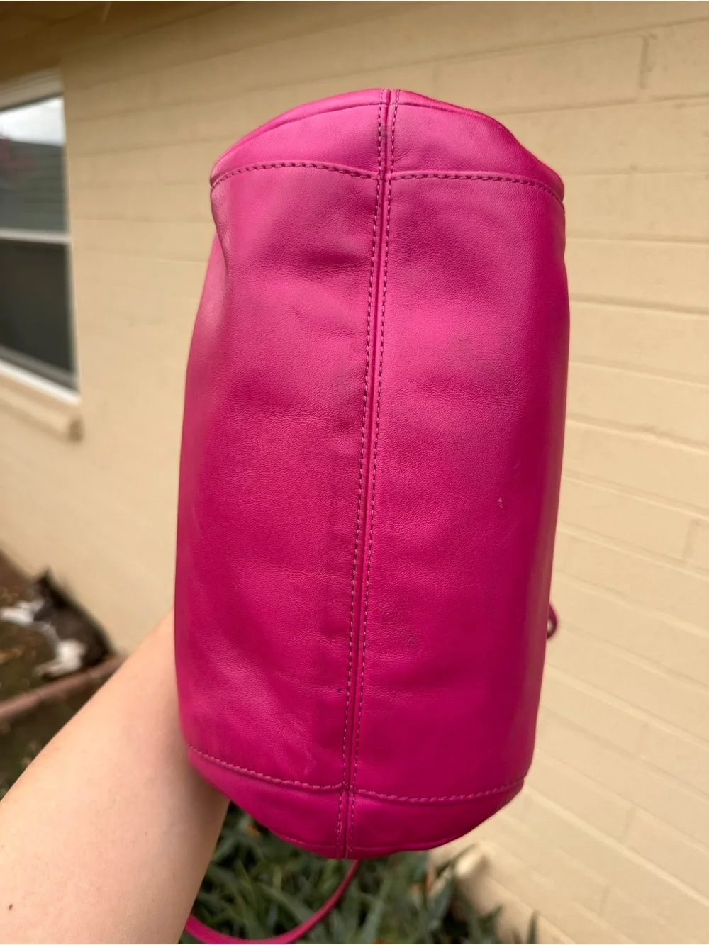 Coach Fuscia Leather Daisy Drawstring bucket Bag